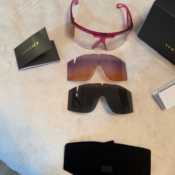 Versace Pink and Black Sunglasses with Extra Lenses - Picture 3 of 6